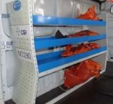 The Ultra racking on the left of the van after the crash test