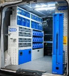 Transparent drawers, plastic containers and compartments with doors in the Fiat Scudo