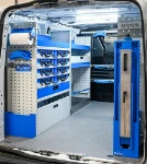 Transporter shelving with drawer, cases, shelves, pocket and paper roll holder