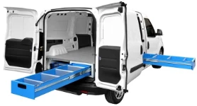 Underfloor drawers and shelves for vans