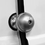 Van door open, showing the security padlock fitted to it