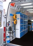 Van drawers for carrying replacement runway lights