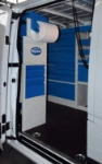 Van storage for shop furnishing and building system technicians