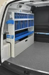 Lato sinistro Opel Movano con pianale, pannellatura, copriruota, ganci e rotaia per cinghie